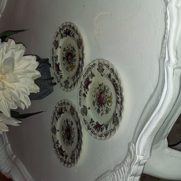 3 Pc Vintage Myott Bouquet Staffordshire Side Bread & Butter Plates - Picture 4 of 12